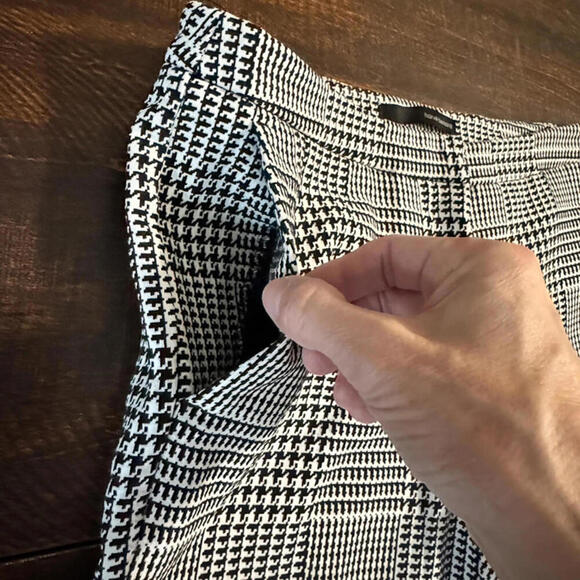 Harve Benard Glen Plaid Houndstooth Ankle S Preppy Trousers White Black 4 - Picture 5 of 10